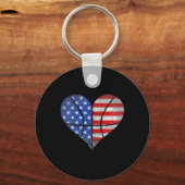 4 juli Amerikaanse vlag Basketbal Hart USA Wom Sleutelhanger (Voorkant)