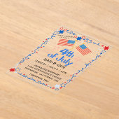 4 juli Amerikaanse vlag BBQ vuurwerk Acryl Uitnodigingen (Laagn)