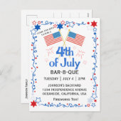 4 juli Amerikaanse vlag BBQ vuurwerk Feestdagenkaart (Voorkant / Achterkant)