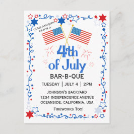 4 juli Amerikaanse vlag BBQ vuurwerk Feestdagenkaart