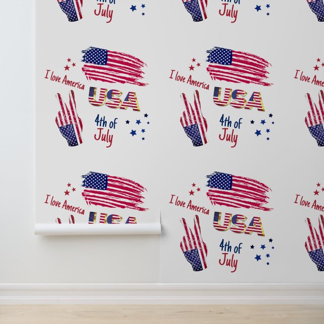 4 juli Amerikaanse vlag Behang (Applicatie)