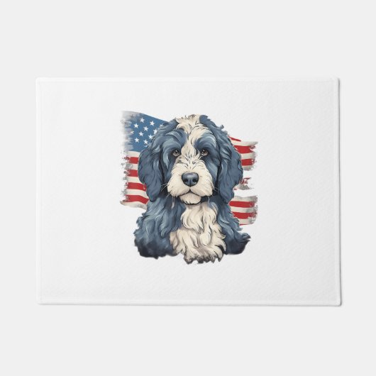 4 juli Amerikaanse vlag Bernedoodle Hond T-shirt Deurmat (Voorkant)