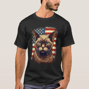 4 juli Amerikaanse vlag Birmese kat 1 T-shirt