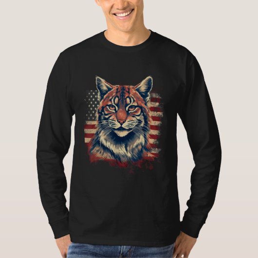 4 juli Amerikaanse vlag Bobcat 1 T-shirt (Voorkant)