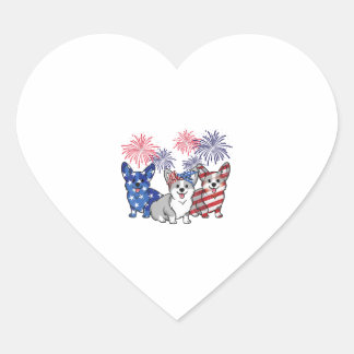 4 juli Amerikaanse vlag Corgi Patriottische Hond Hart Sticker