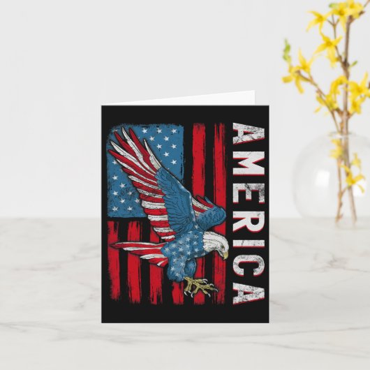 4 juli Amerikaanse vlag Eagle Onafhankelijkheidsda Kaart (Gele Bloem)