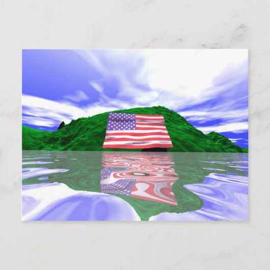 4 juli Amerikaanse vlag en groene heuvels Briefkaart (Voorkant)
