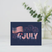 4 juli Amerikaanse vlag en vuurwerk Briefkaart (Staand voorkant)