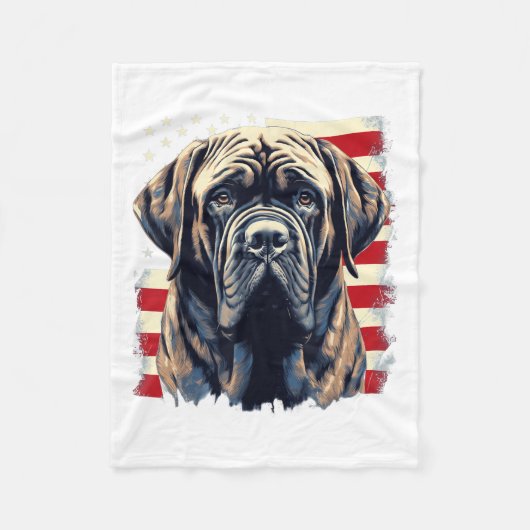 4 juli Amerikaanse vlag Engelse Mastiff Dog _1 Fleece Deken (Voorkant)