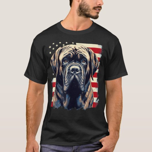 4 juli Amerikaanse vlag Engelse Mastiff T-shirt (Voorkant)