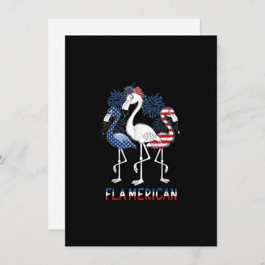 4 juli Amerikaanse vlag Funny Patriotic Flamingo F Kaart (Voorkant / Achterkant)