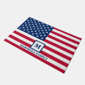 4 juli Amerikaanse vlag Gepersonaliseerd monogram Deurmat (Schuin)