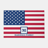 4 juli Amerikaanse vlag Gepersonaliseerd monogram Deurmat (Voorkant)