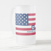 4 juli Amerikaanse vlag Gepersonaliseerd monogram Matglas Bierpul (Voorkant links)