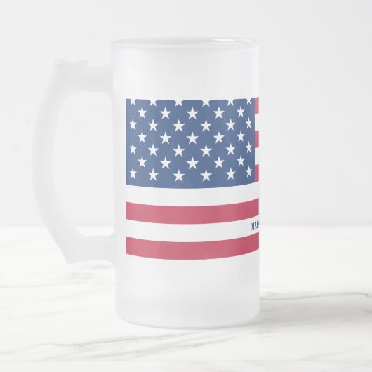 4 juli Amerikaanse vlag Gepersonaliseerd monogram Matglas Bierpul (Links)