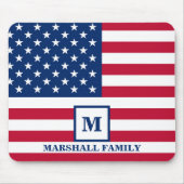 4 juli Amerikaanse vlag Gepersonaliseerd monogram Muismat (Voorkant)