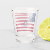 4 juli Amerikaanse vlag Gepersonaliseerd monogram Shot Glas (Achterkant)