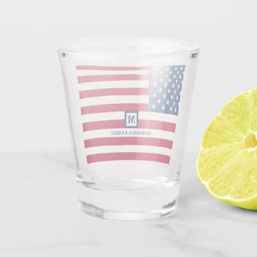 4 juli Amerikaanse vlag Gepersonaliseerd monogram Shot Glas (Achterkant)