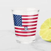 4 juli Amerikaanse vlag Gepersonaliseerd monogram Shot Glas (Voorkant)