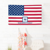4 juli Amerikaanse vlag Gepersonaliseerd monogram Spandoek (Insitu)