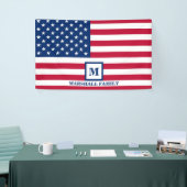 4 juli Amerikaanse vlag Gepersonaliseerd monogram Spandoek (Beurs)