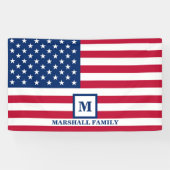 4 juli Amerikaanse vlag Gepersonaliseerd monogram Spandoek (Horizontaal)