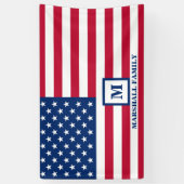 4 juli Amerikaanse vlag Gepersonaliseerd monogram Spandoek (Verticaal)