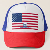 4 juli Amerikaanse vlag Gepersonaliseerd monogram Trucker Pet (Voorkant)