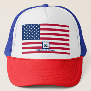 4 juli Amerikaanse vlag Gepersonaliseerd monogram Trucker Pet