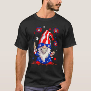 4 juli Amerikaanse vlag Gnomen Patriottische Manne T-shirt