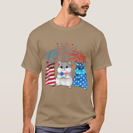 4 juli Amerikaanse vlag Happy Guinee pig T-shirt (Voorkant)