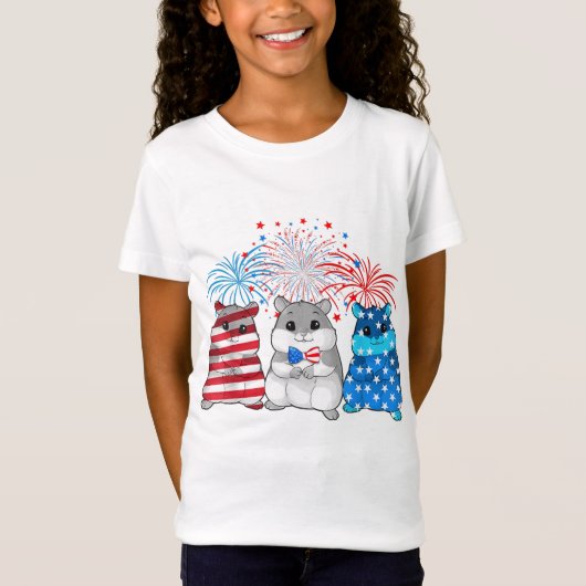 4 juli Amerikaanse vlag Happy Guinee pig T-shirt (Voorkant)