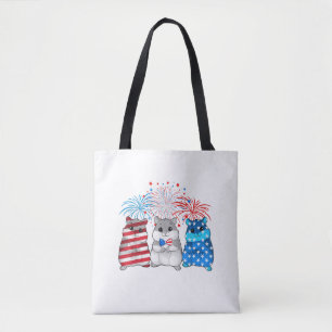 4 juli Amerikaanse vlag Happy Guinee pig Tote Bag