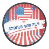 4 juli Amerikaanse vlag hart gepersonaliseerd Hockey Puck (Voorkant)