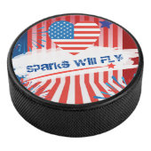 4 juli Amerikaanse vlag hart gepersonaliseerd Hockey Puck