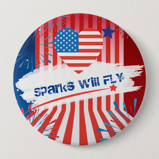 4 juli Amerikaanse vlag hart gepersonaliseerd Ronde Button 4,0 Cm (Voorkant)