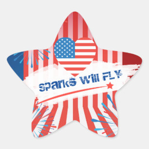 4 juli Amerikaanse vlag hart gepersonaliseerd Ster Sticker
