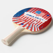 4 juli Amerikaanse vlag hart gepersonaliseerd Tafeltennisbatje (Voorkant Gekanteld)