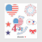 4 juli Amerikaanse Vlag Hart ster Patriotic Sticker (Vel)
