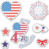 4 juli Amerikaanse Vlag Hart ster Patriotic Sticker (Voorkant)