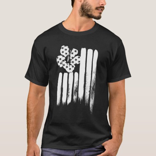4 juli Amerikaanse vlag Hawaïaanse bloem Hawaii Pa T-shirt (Voorkant)
