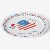 4 juli Amerikaanse Vlag Heart Patriotic Papieren Bordje (Gekanteld)
