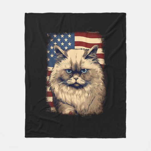 4 juli Amerikaanse vlag Himalaya kat Fleece Deken (Voorkant)