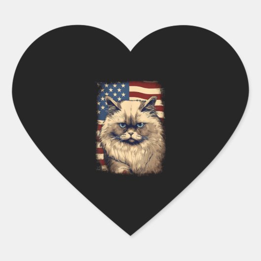 4 juli Amerikaanse vlag Himalaya kat Hart Sticker (Voorkant)