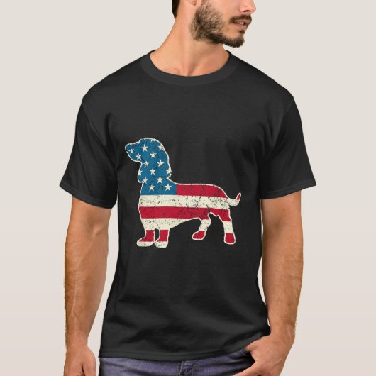 4 juli Amerikaanse vlag Hondenliefhebbers Mannen V T-shirt (Voorkant)