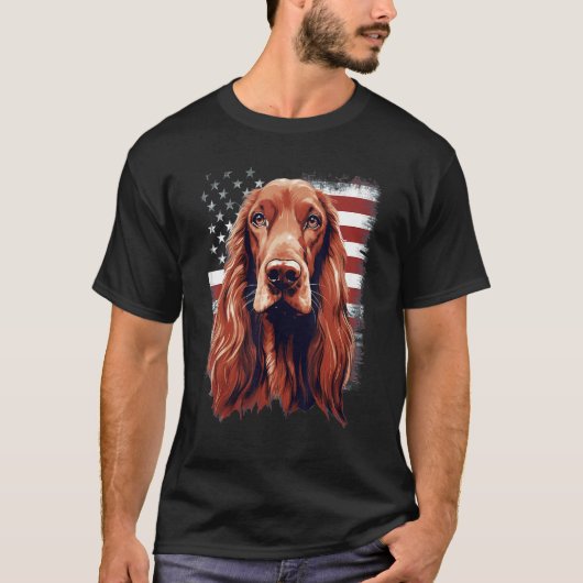 4 juli Amerikaanse vlag Ierse setter hond T-shirt (Voorkant)