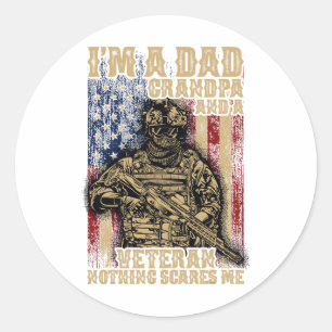 4 juli Amerikaanse vlag Ik ben een vader, opa en e Ronde Sticker