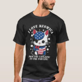 4 juli Amerikaanse vlag Ik hou van Meowica kat vro T-shirt (Voorkant)