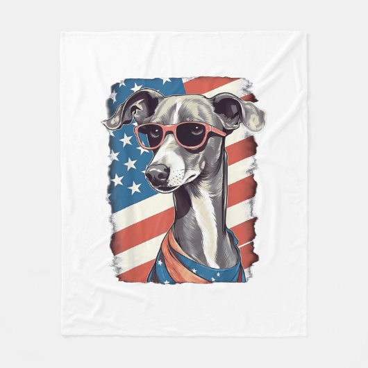 4 juli Amerikaanse vlag Italiaanse windhond Fleece Deken (Voorkant)