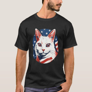 4 juli Amerikaanse vlag Japanse Bobtail kat T-shirt
